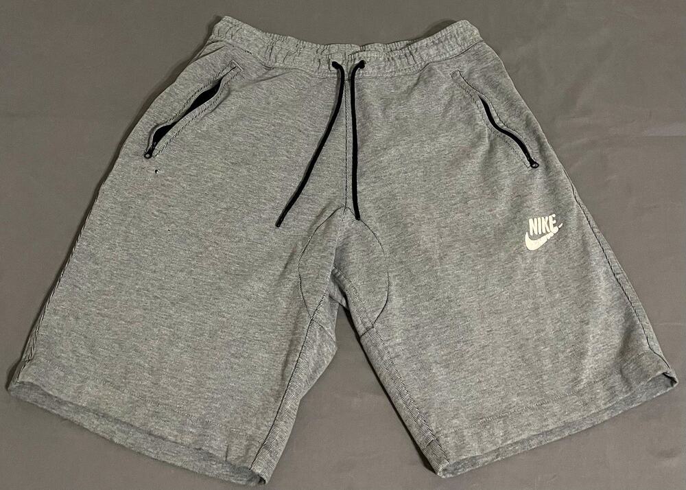 Nike Advance 15 Fleece Shorts Mens L Grey Zip Pockets 803672